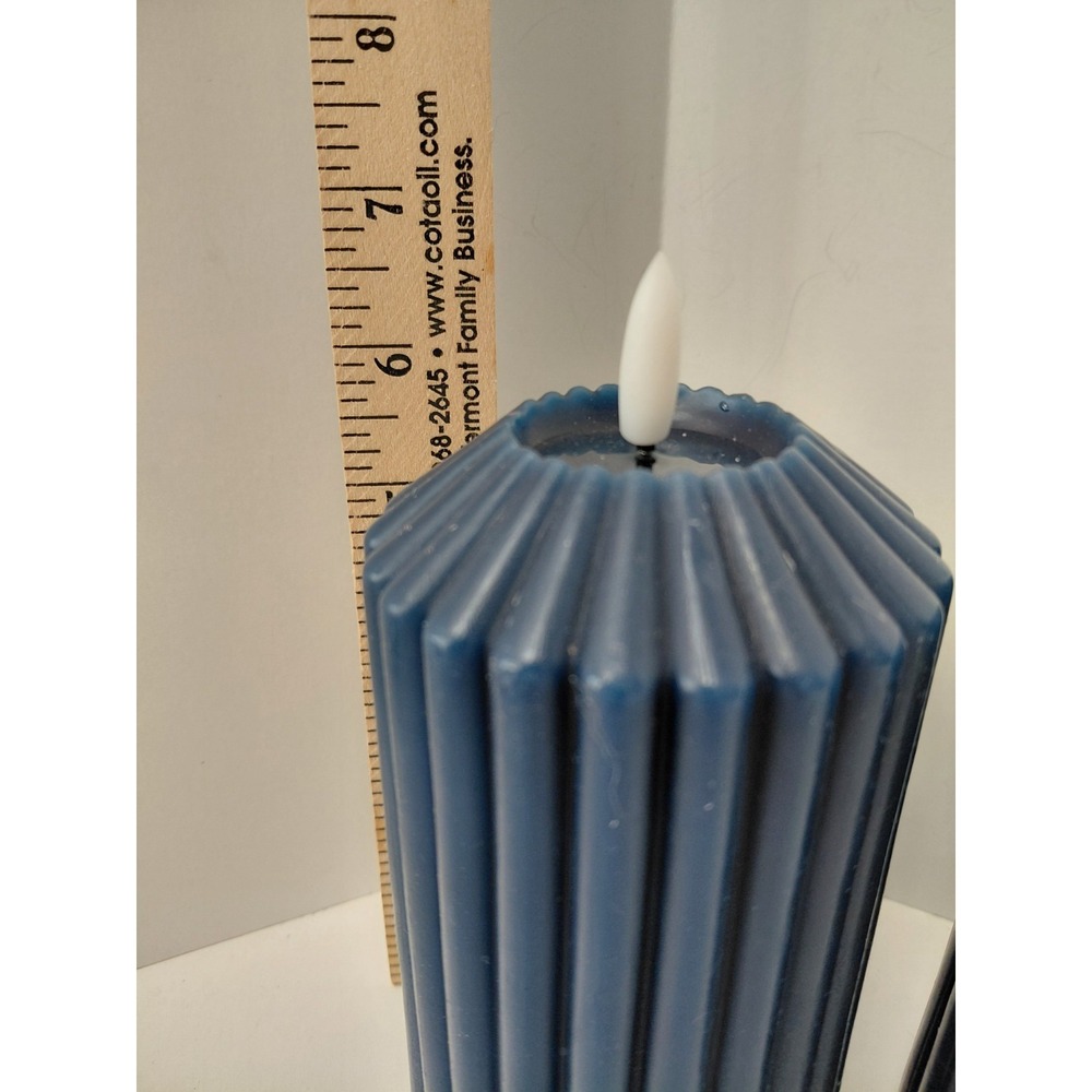 SET of 2 Ashland Wax LED Candles Warm White Flickering Flame 6" Blue NEW - Picture 4 of 5